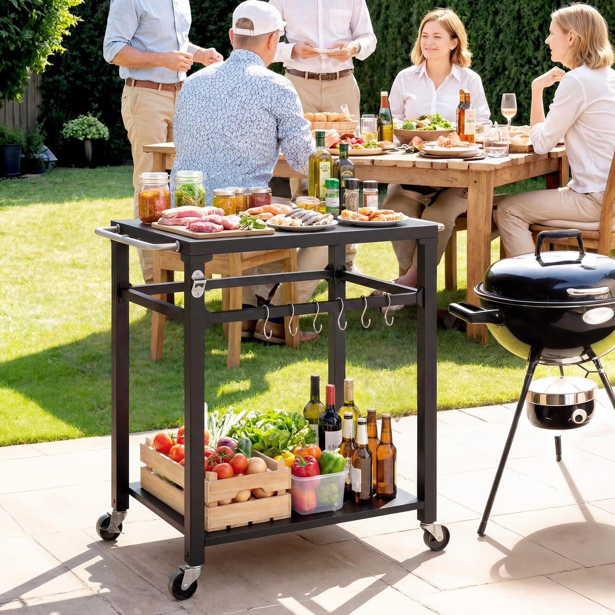 GRILLWAGEN Metall Schwarz - Schwarz, Metall (55/88/90.5cm) - Outsunny