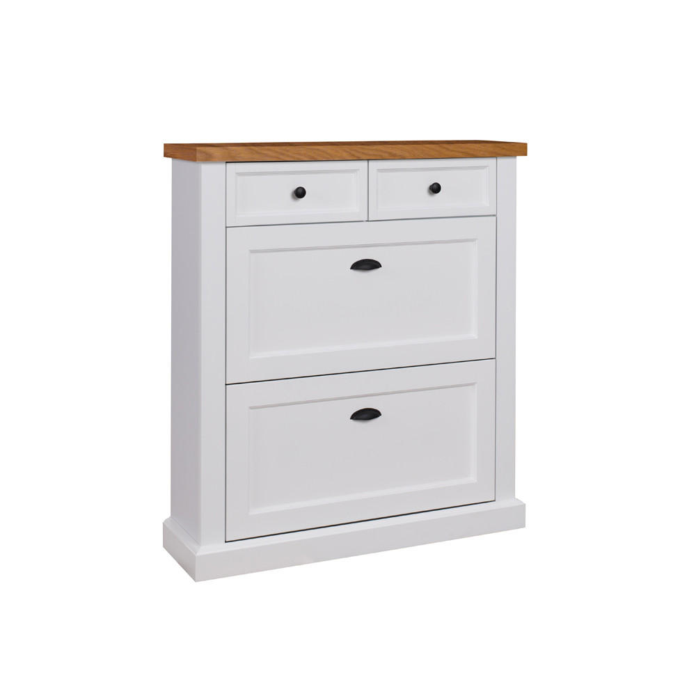 SCHUHSCHRANK Galineo 97,5 / 27,5 / 110cm weiß / Eiche Natur - Eichefarben/Weiß, Holz/Holzwerkstoff (98/110/28cm) - Feldmann-Wohnen