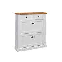 SCHUHSCHRANK Galineo 97,5 / 27,5 / 110cm weiß / Eiche Natur - Eichefarben/Weiß, Holz/Holzwerkstoff (98/110/28cm) - Feldmann-Wohnen