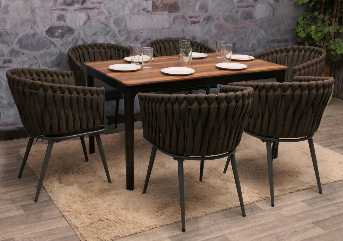 ESSZIMMERSTUHL Braun, Grau 6er-Set - Braun/Grau, Textil (61/82/57cm) - MCW