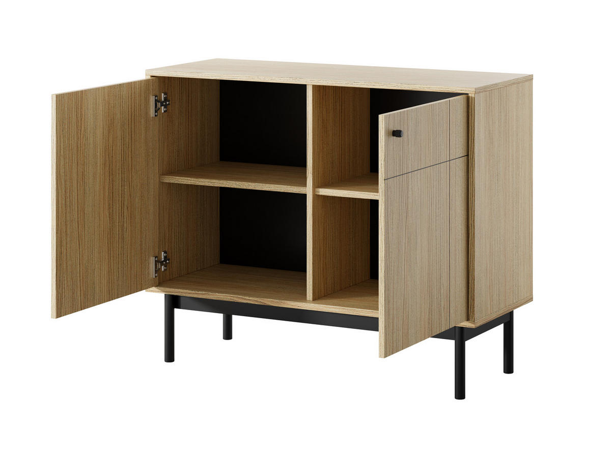SIDEBOARD Cypressa 2T Braun 104/83/39 cm – mit Beinen auf Gestell - Schwarz/Braun, Holzwerkstoff (104/83/39cm) - AX Living
