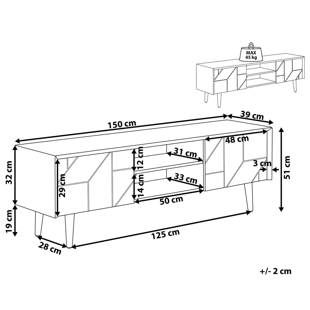 TV-MÖBEL Hellbraun FRANKLIN 39/150/51 cm - Hellbraun, Holzwerkstoff (150/51/39cm) - Beliani