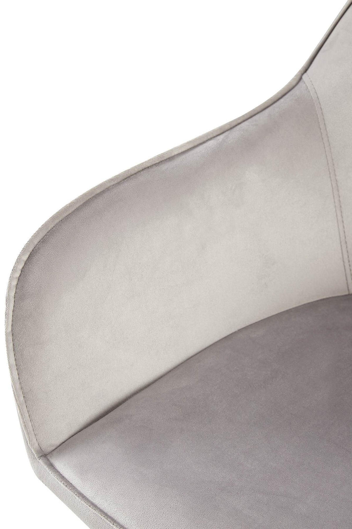 ARMLEHNENSTUHL 2er Set Samt grau - Schwarz/Grau, Textil/Metall (60/84/60cm) - CLP