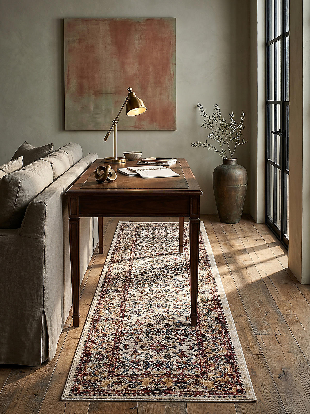 KURZFLORTEPPICH GLAZERT, orientalisch, Natur, 66 x 300 cm - Naturfarben, Textil (300/66cm) - KADIMA DESIGN