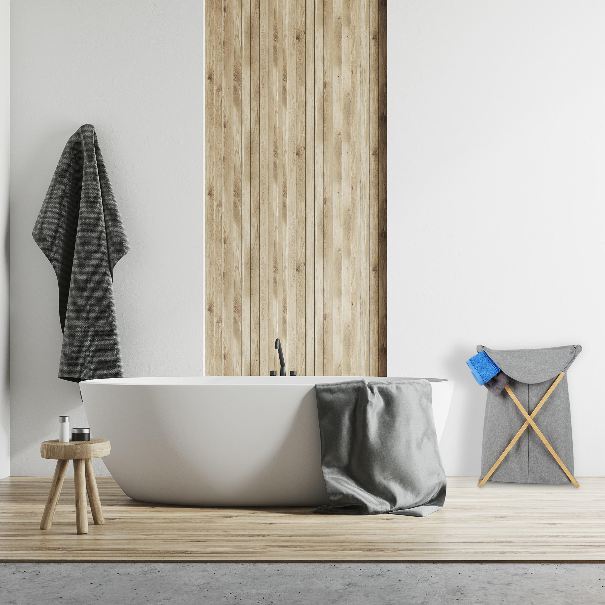 WÄSCHEKORB klappbar - Grau, Holz/Textil (43/62.5/42cm) - Relaxdays