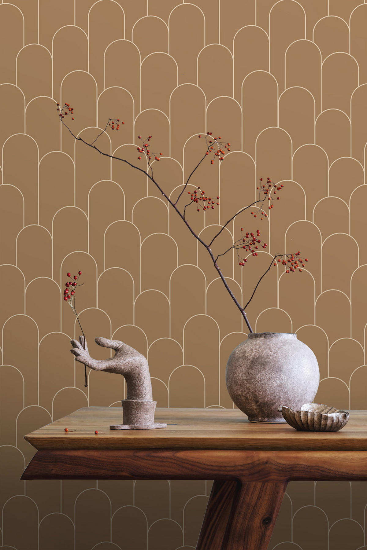TAPETE Art Decó Muster 50 x 900 cm - Terracotta, Papier (50/900cm) - ESTAhome