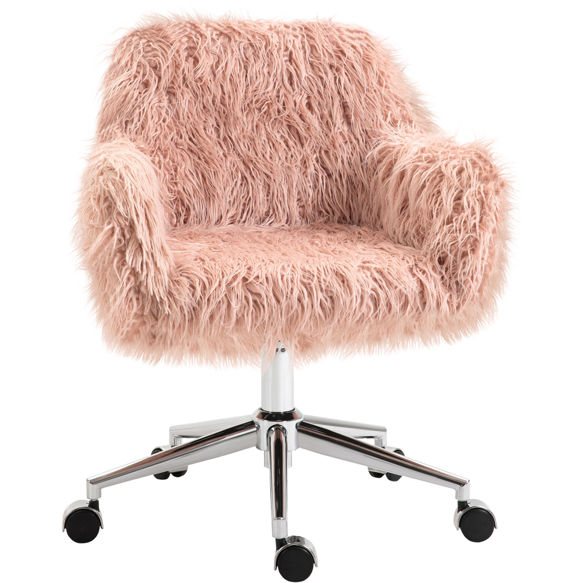 BÜROSTUHL in Rosa 60x57x85 cm mit Kunstfellbezug, höhenverstellbar und mit Armlehnen - Pink, Textil (57/85/60cm) - IVMEU