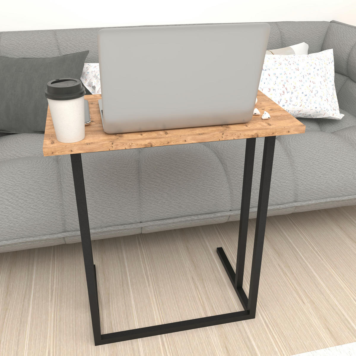 LAPTOPTISCH Högsby - Eichefarben, Holzwerkstoff (36/60/66cm) - [en.casa]