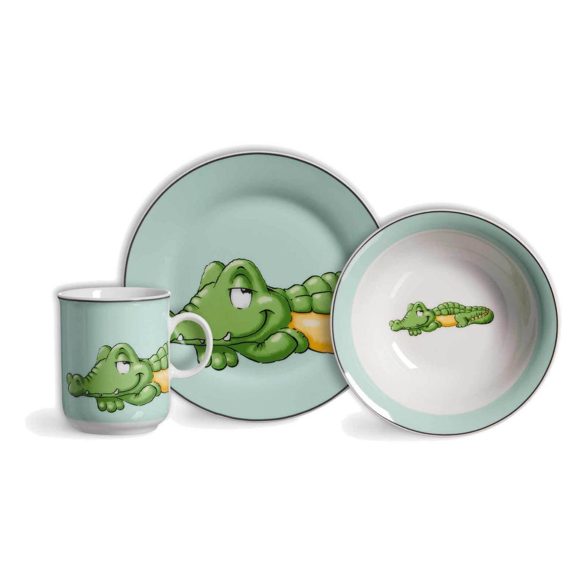 KINDERGESCHIRR Happy Zoo Krokodil 8er Set - Grün, Keramik (1/1/1cm) - Ritzenhoff Breker