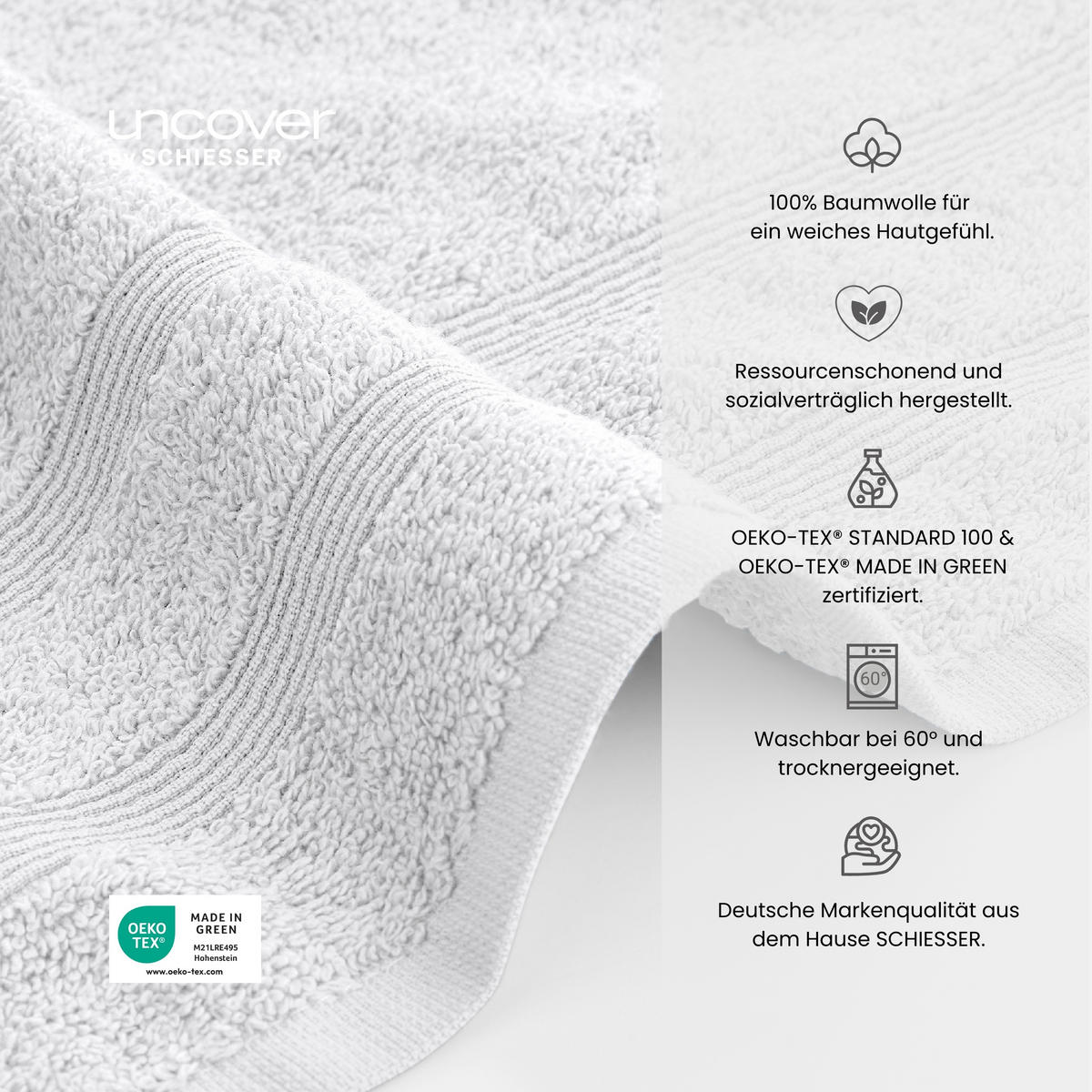 HANDTUCHSET Brooklyn - 4-teilig - 50x100cm - Weiß - Weiß, Textil (50/100cm) - Uncover by Schiesser