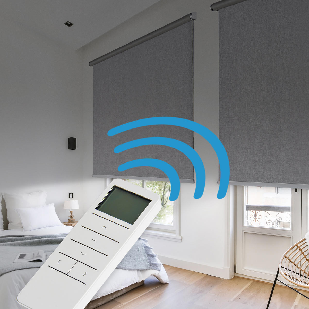 VERDUNKELUNGSROLLO motorisiert Silbergrau, 180 x 250 cm - Grau, Kunststoff (180/250cm) - STORESDECO