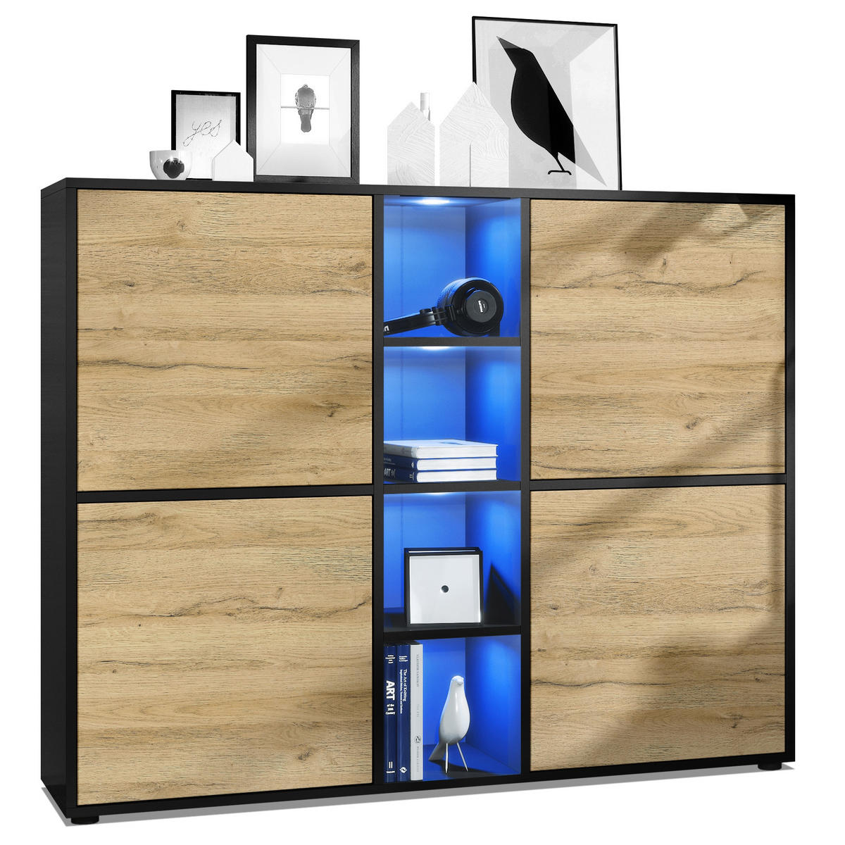HIGHBOARD Cuba Türen in Eiche Natur - Eichefarben, Holzwerkstoff (130.5/105.5/35.5cm) - Vladon