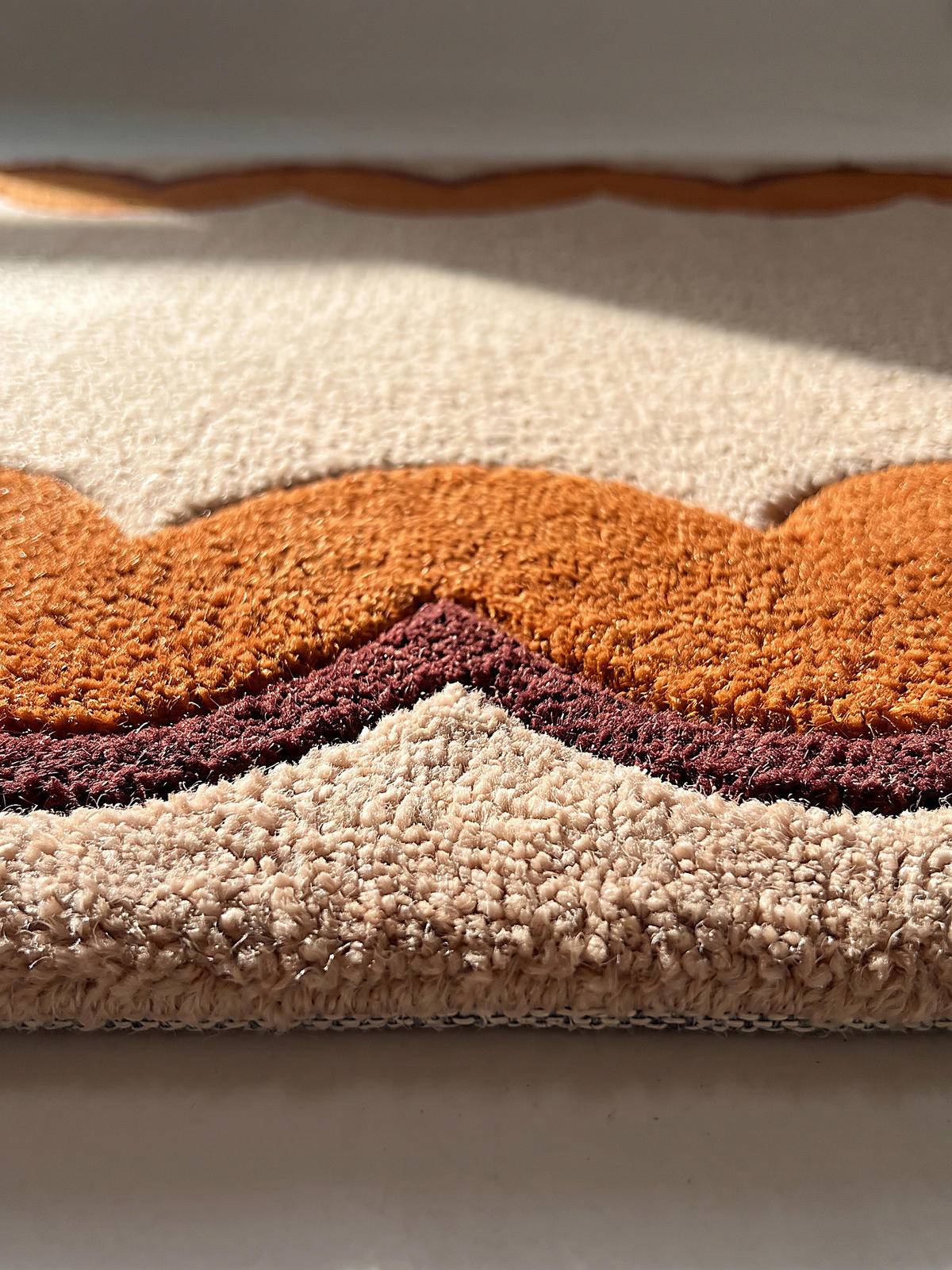 LÄUFER handgetuftet WAVENEY, in Orange, Zickzack-Wellenbordüre, 80 x 230 cm - Orange, Textil (80/230cm) - KADIMA DESIGN