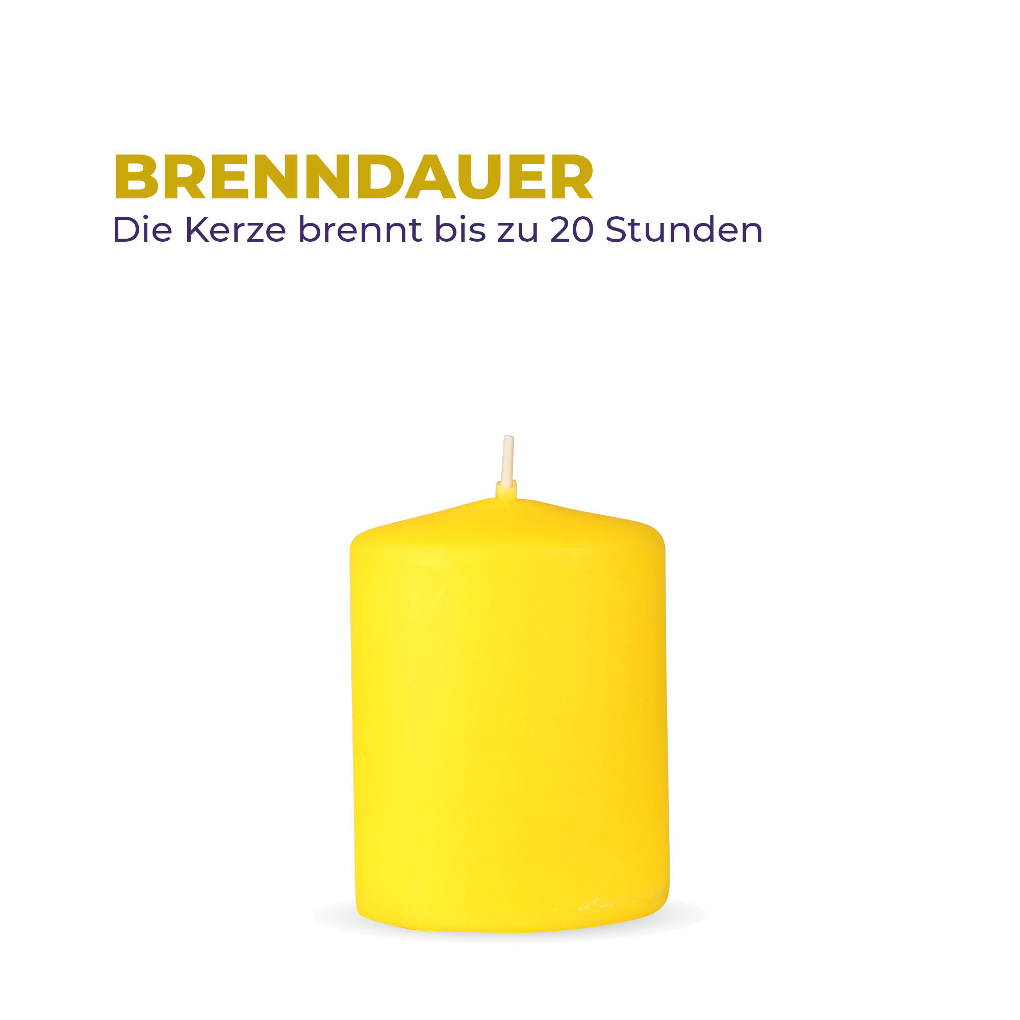 STUMPENKERZEN 4er Pack "Gelb", Größe Ø7cm x Höhe: 8 cm - Hellgelb, Naturmaterialien (7/8cm) - Bestlivings