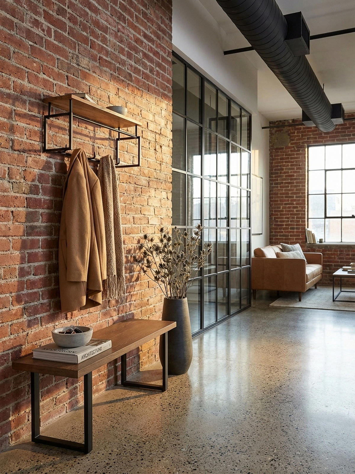 WANDGARDEROBE Mango Massivholz Metall Modern für Eingangsbereich - Braun, Holz/Metall (71/29/20cm) - KADIMA DESIGN