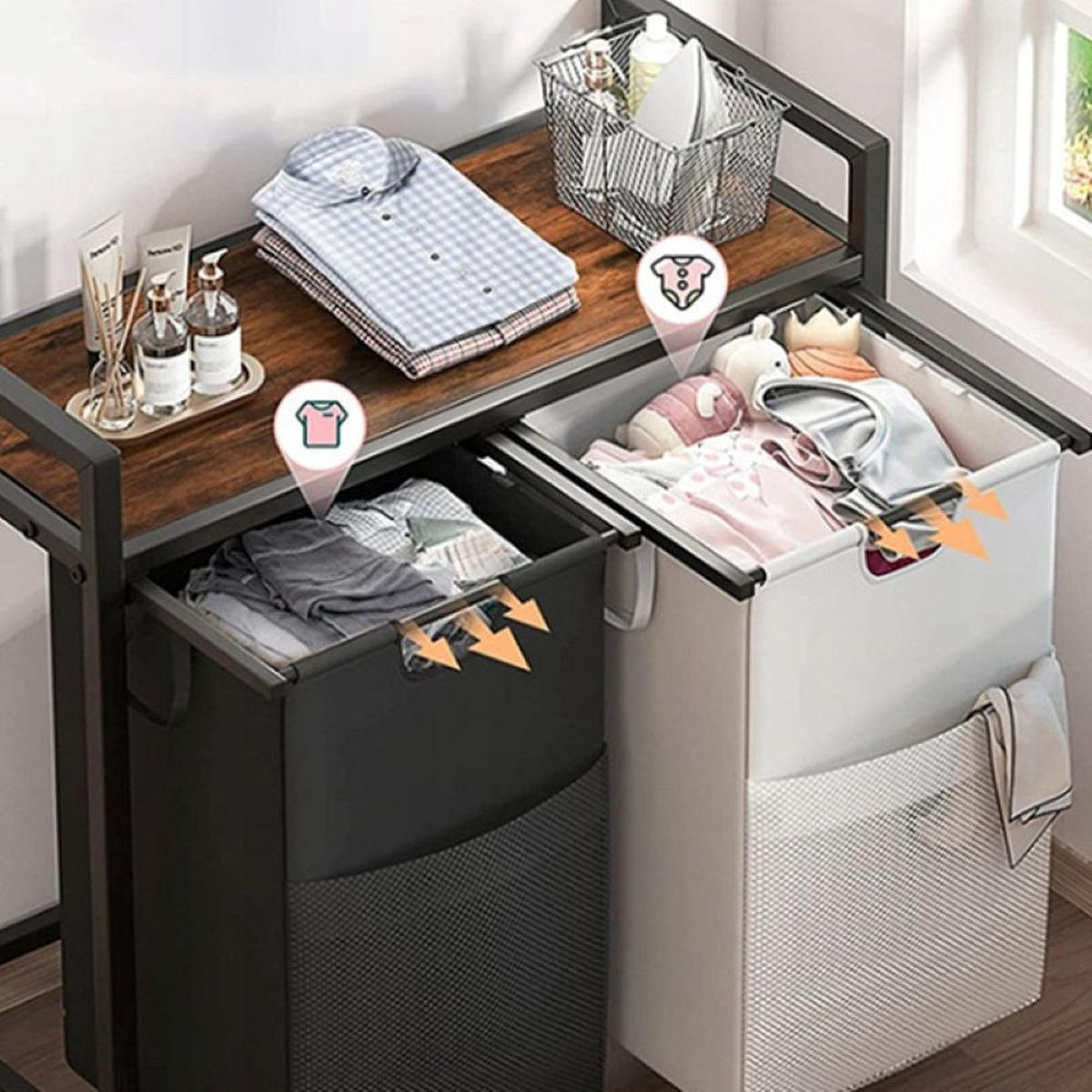 WÄSCHEKORB, schwarz 73x33x72 cm - Schwarz, Holzwerkstoff (73/72/33cm)