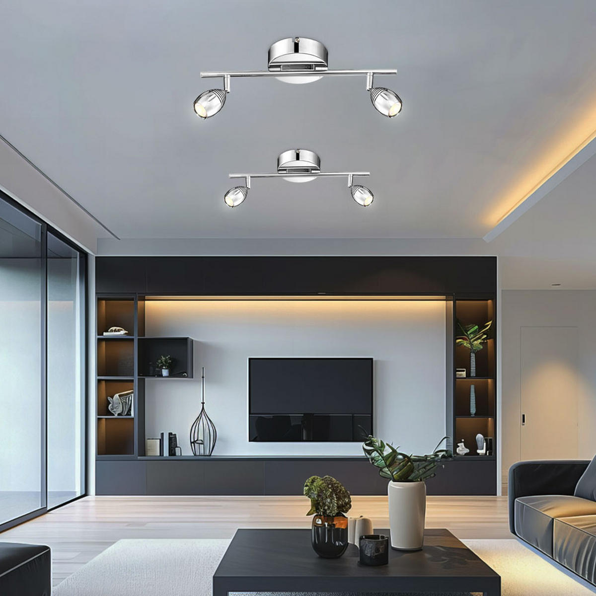 LED DECKENLEUCHTE Morelia Silber Aluminium - Silberfarben, Metall (38/13/16.5cm) - Globo Lighting