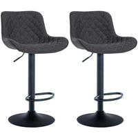 BARHOCKER 2er Set Minerva Stoff schwarz - Schwarz, Textil/Metall (48/105/54cm) - TPFLiving