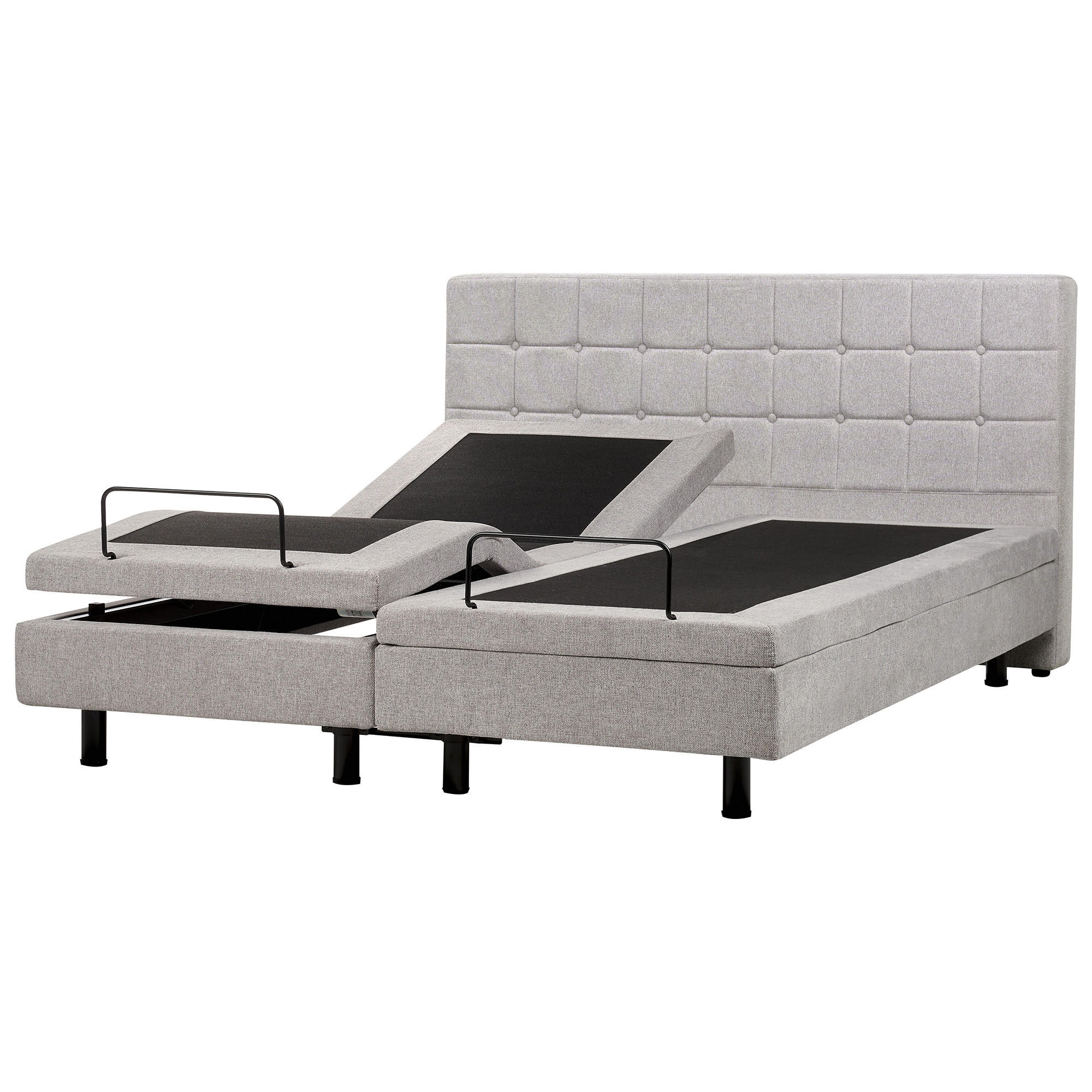 POLSTERBETT verstellbar 180x200 cm Grau Duke - Hellgrau, Textil (180/200cm) - Beliani