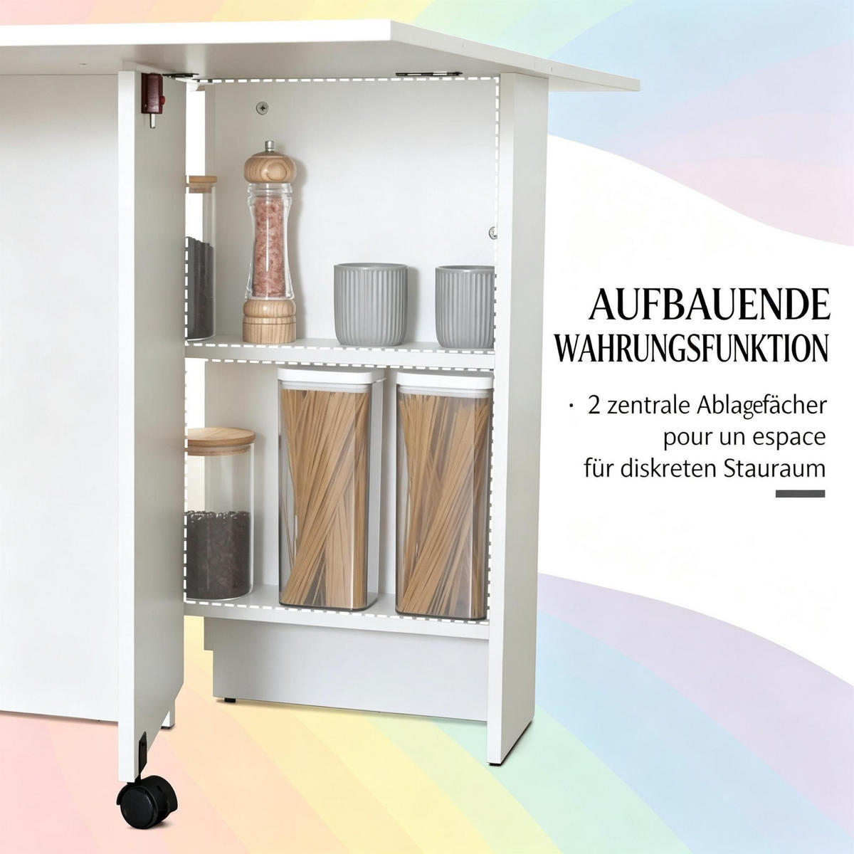 KLAPPTISCH 75-140/75/74 cm mit Rollen DE-39948 Weiß - Weiß, Holzwerkstoff (75/140/74cm) - ComfortXL