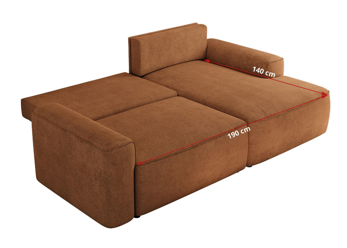 ECKSOFA BELLUNO L Orange Strukture - Links - Schwarz/Orange, Textil (144/233cm) - MKS