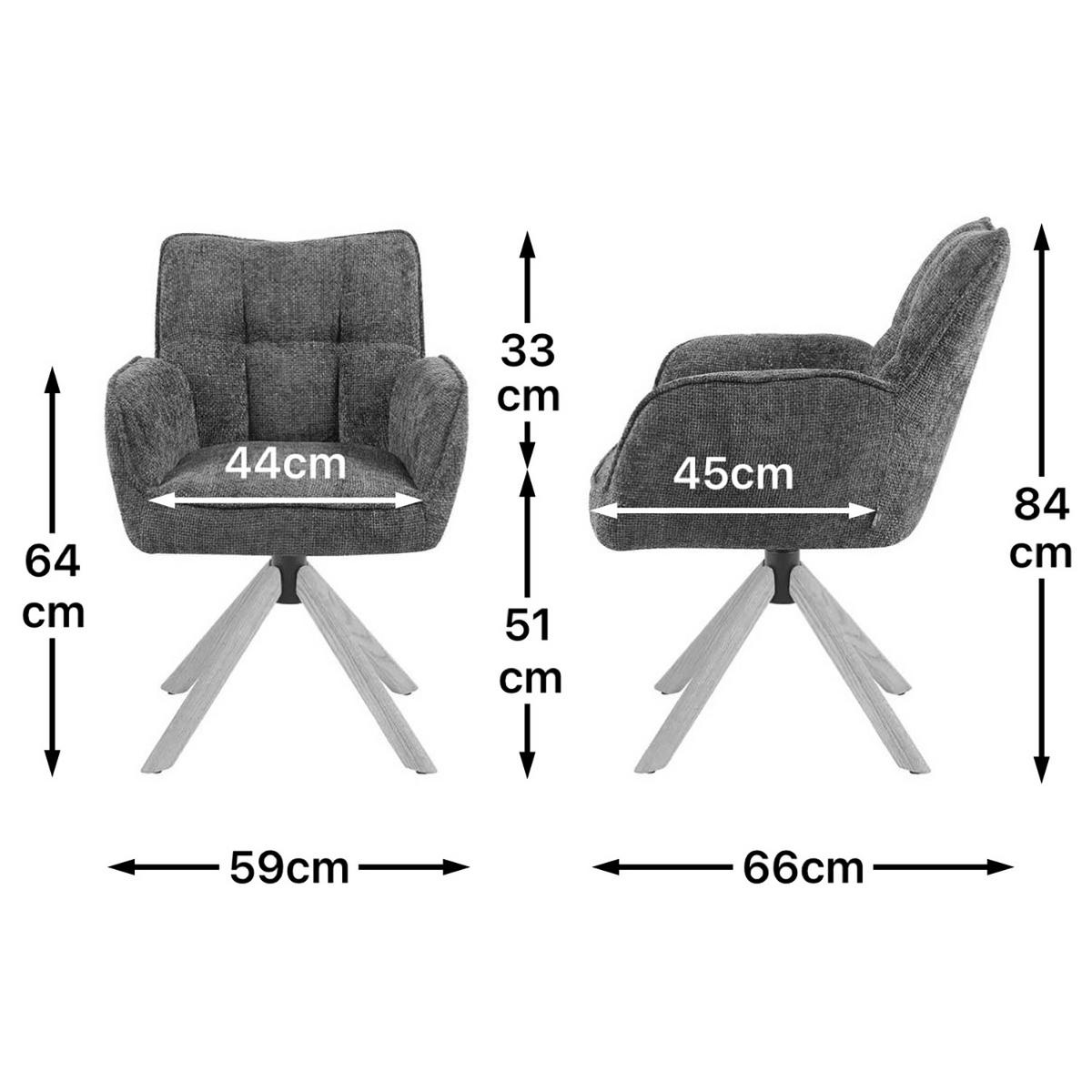 DREHSTUHL Mika-Ida - Honigeiche/Hellgrau, Eichenholz/Holz (59/84/66cm) - DUBI Möbel