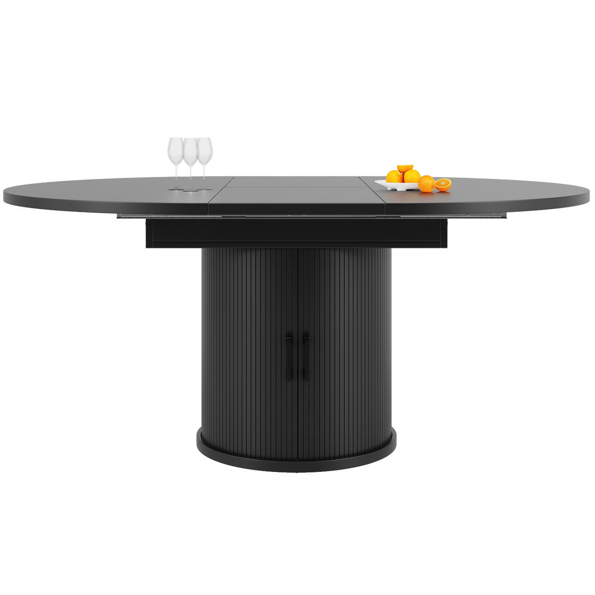 ESSTISCH Ausziehbar Schwarz mit Stauraum 118-158/118/76 cm - Schwarz, Holz (118/118/76.8cm) - Oxeza