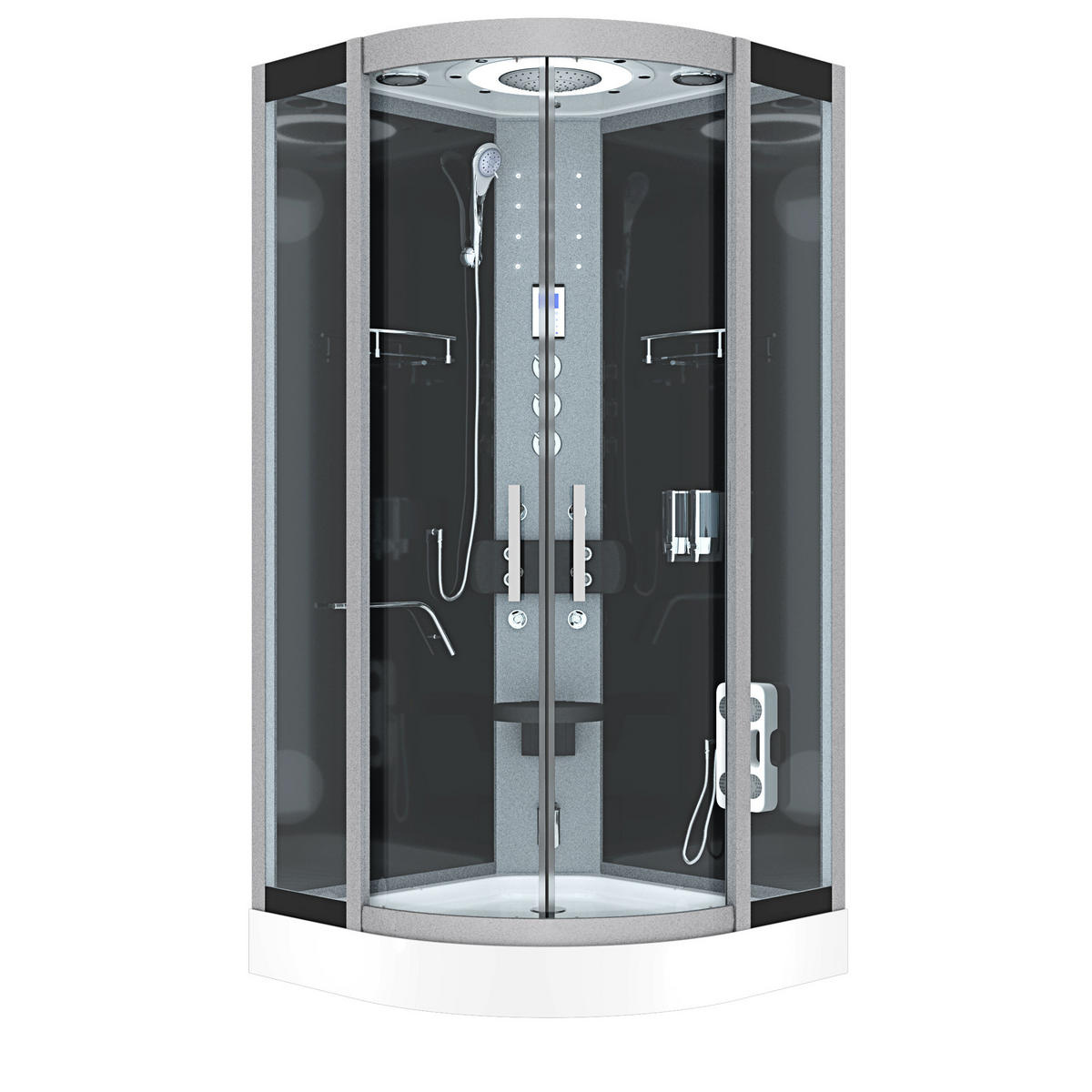 DAMPFDUSCHE Duschkabine D58-13T3 sw 90x90 - Schwarz, Glas/Kunststoff (90/90/215cm) - AcquaVapore by Sandra Jentho