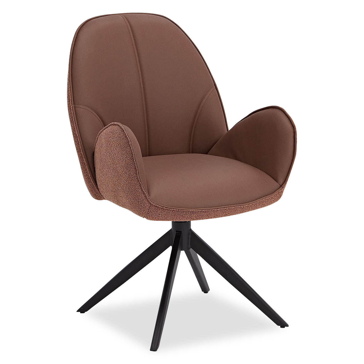 ARMLEHNENSTUHL Bouclé in Braun drehbar - Braun, Textil (60/90/59cm) - Homestyle4u
