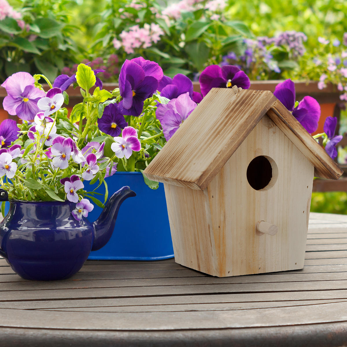 DEKO-VOGELHAUS - Hellbraun, Holz (15/16/11cm) - Relaxdays