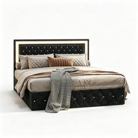POLSTERBETT 160x200 cm mit höhenverstellbarem Kopfteil, Doppelbett mit Lattenrost - Schwarz/Naturfarben, Holz/Metall (140/200cm) - PARAFTA HOME