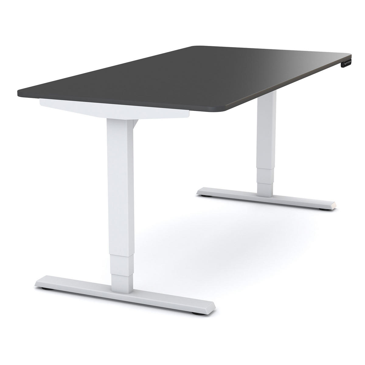 SCHREIBTISCH Elektrisch höhenverstellbarer Schreibtisch Y-Line Curved Anthrazit Signalweiß 140/70/62-127cm - Anthrazit/Weiß, Holzwerkstoff/Metall (70/140/127cm) - ASSMANN