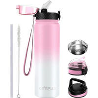 TRINKFLASCHE Edelstahl 1 Liter Rosa Weiß - Rosa, Metall (8/8cm)