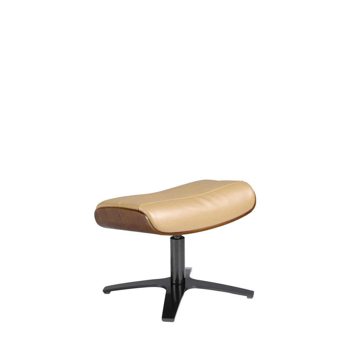 FUSSBANK Hocker aus sandfarbenem Leder 52/42/39 cm - Dunkelgrau/Beige, Leder (52/39/42cm) - ANGEL CERDA