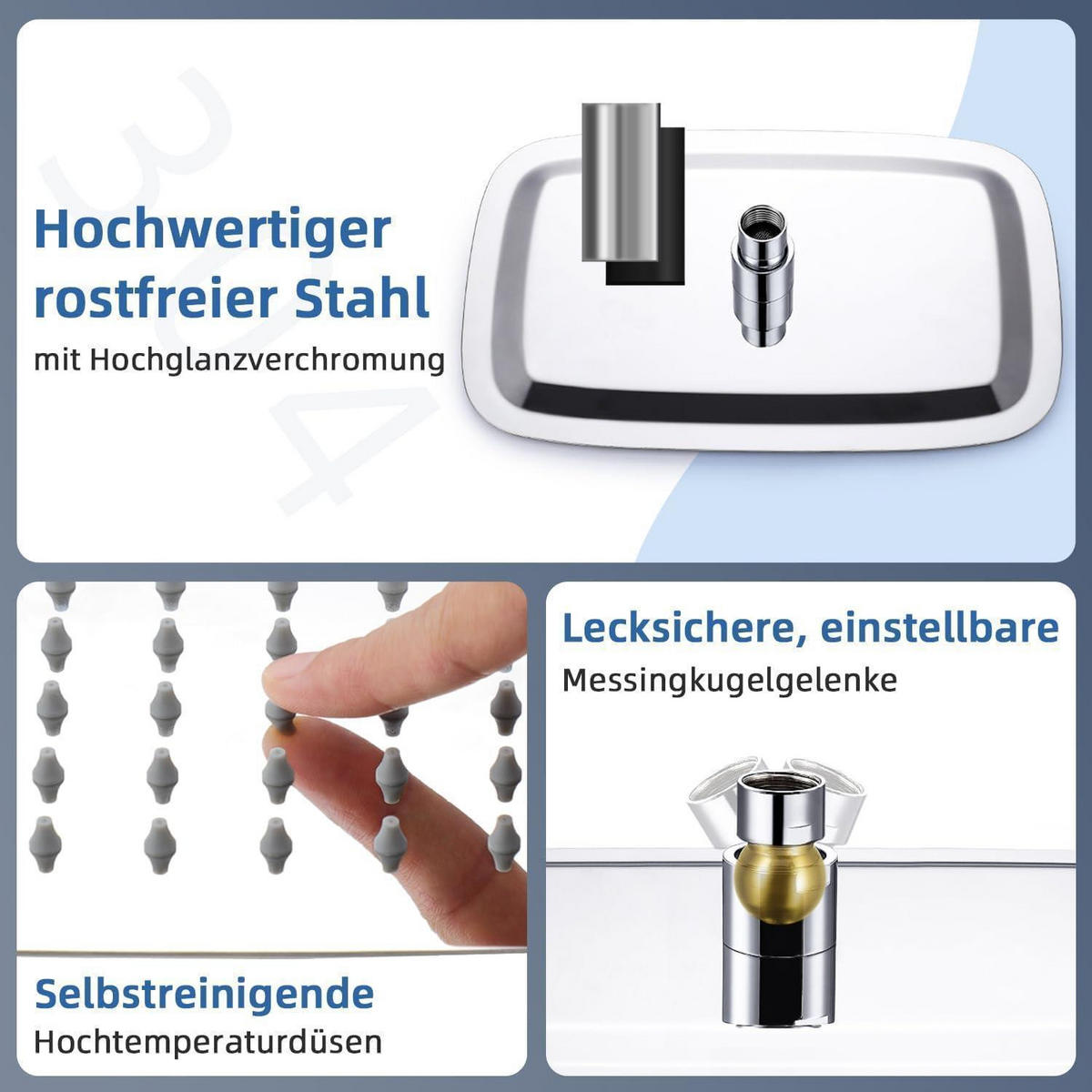 DUSCHKOPF Regendusche Edelstahl 40 x 25 cm Chrom - Silberfarben, Metall (25/12.7/40cm)