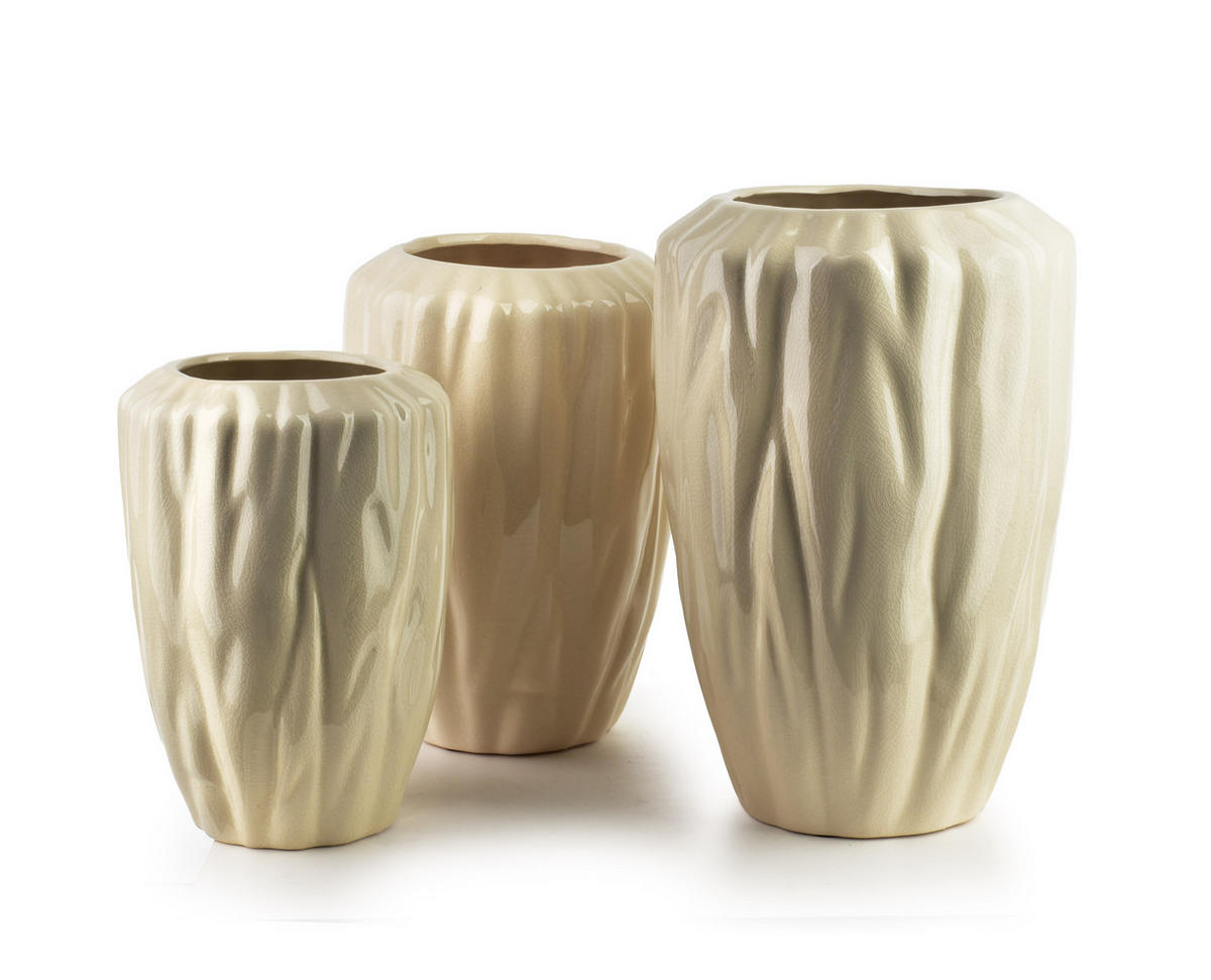 VASE Manon Beige 18/18/26 cm Keramik - Beige, Keramik (26cm) - Mondex