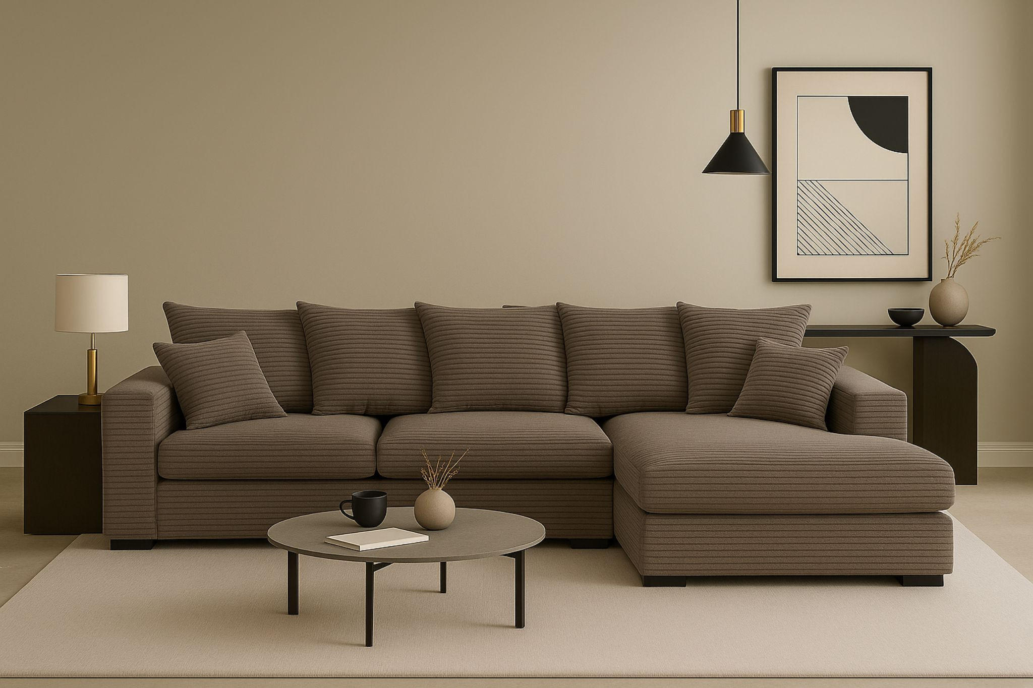 ECKSOFA Mit Schlaffunktion Und Bettkasten Couch L-form Gabon Stoff Zoom Braun Rechts - Braun, Holz (285/155cm) - Kaiser Möbel
