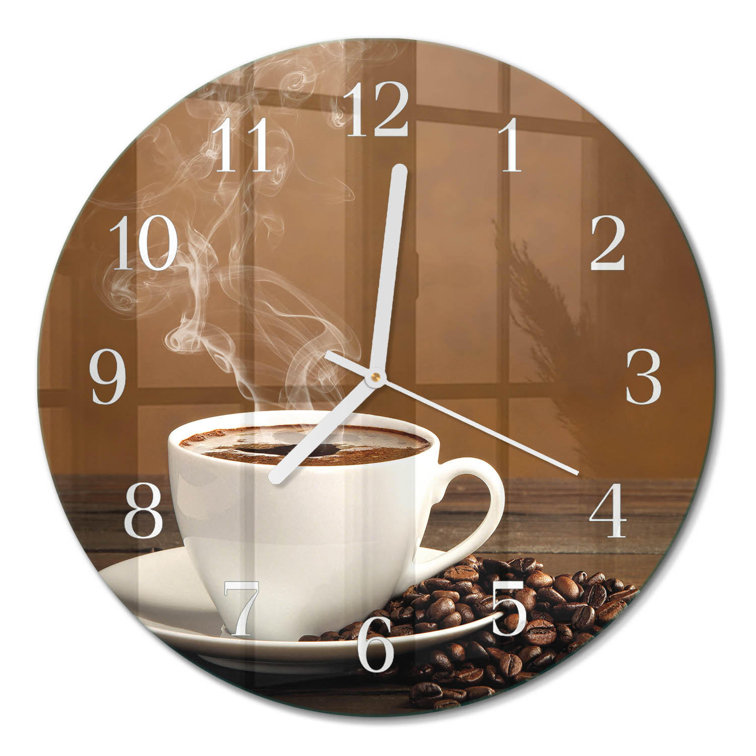 WANDUHR fi30 cm - Kaffee - Braun, Glas (30/30/0.4cm) - TULUP