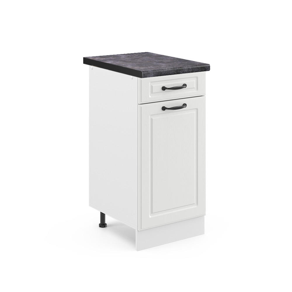 KÜCHENUNTERSCHRANK R-Line Weiß Landhaus 40 cm, AP Anthrazit - Weiß, Holzwerkstoff (40/81.6/60cm) - Vicco