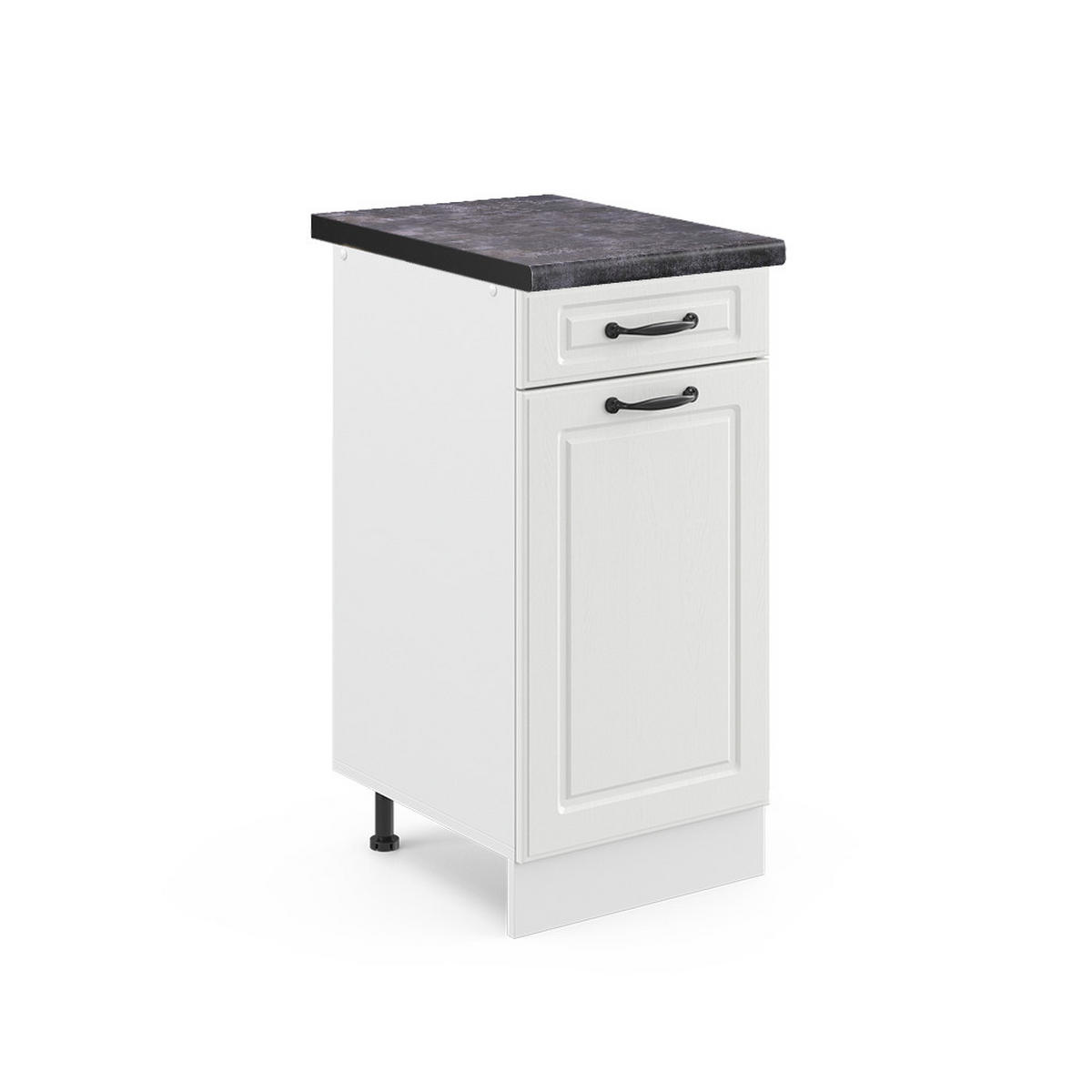 KÜCHENUNTERSCHRANK R-Line Weiß Landhaus 40 cm, AP Anthrazit - Weiß, Holzwerkstoff (40/81.6/60cm) - Vicco
