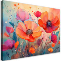 WANDBILD blumen botanicals mohnblumen abstraktion - Multicolor, Textil (60/40cm) - Feeby