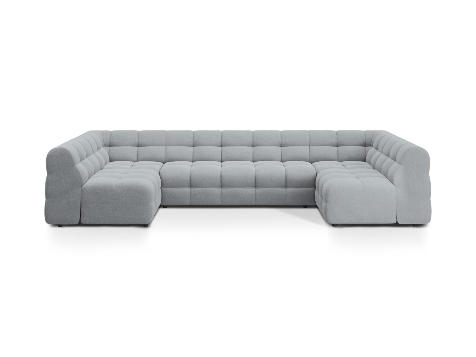 PANORAMASOFA Kendal aus strukturiertem Stoff platin 7 Sitzplätze - Platinfarben, Textil (203/79/372cm) - Micadoni