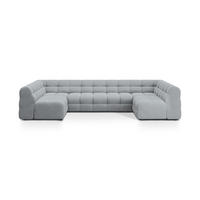 PANORAMASOFA Kendal aus strukturiertem Stoff platin 7 Sitzplätze - Platinfarben, Textil (203/79/372cm) - Micadoni