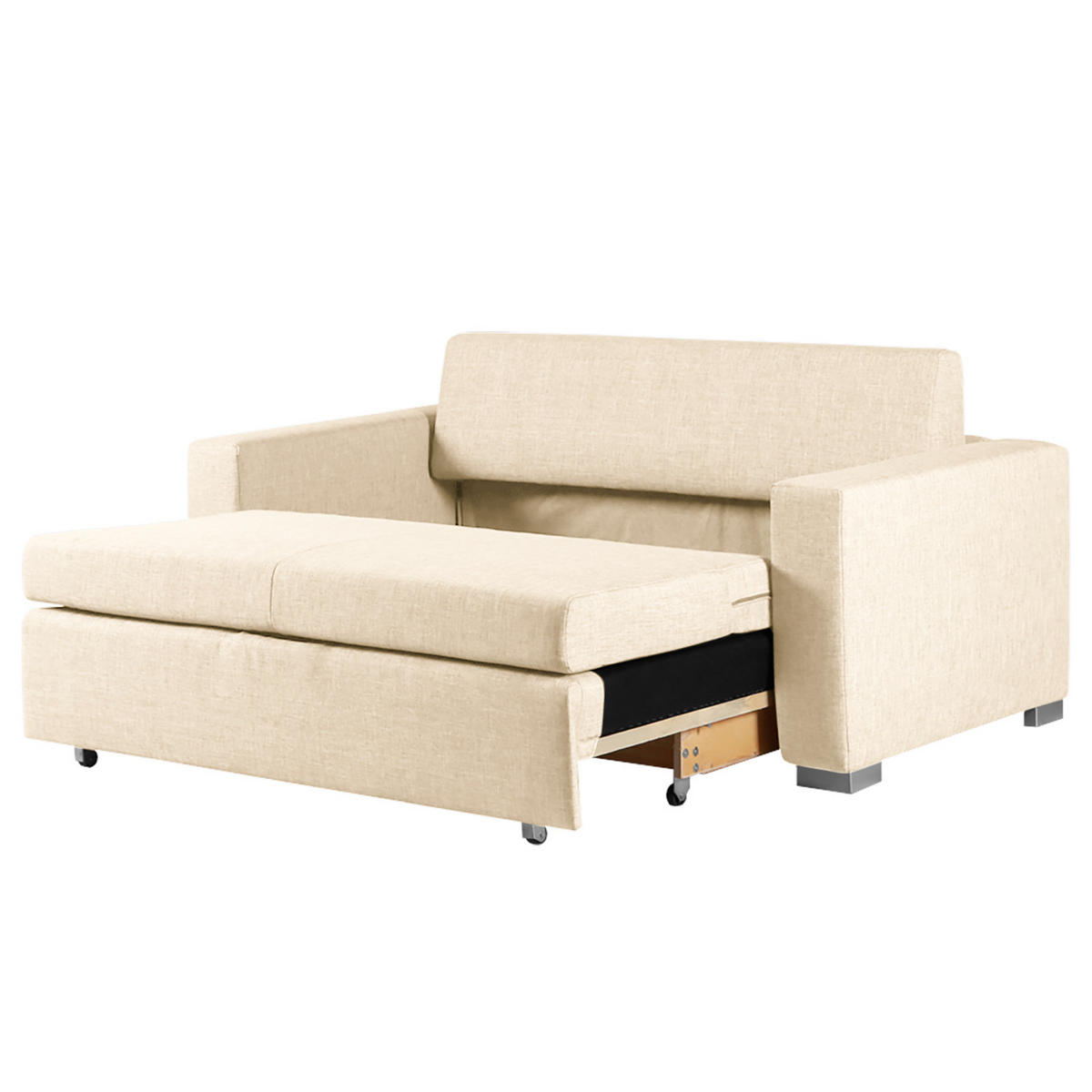 SCHLAFSOFA - Silberfarben/Creme, Textil (153/90/90cm) - home24