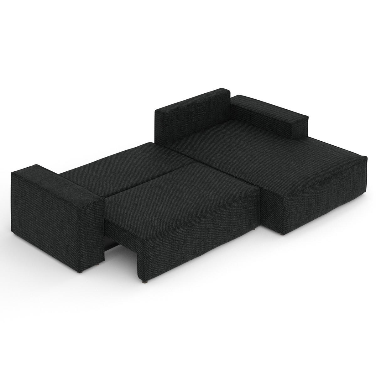 ECKSOFA TAURI mit Schlaffunktion Schwarz im Neve Stoff - Schwarz, Holz/Holzwerkstoff (294/185cm) - AltaBeds