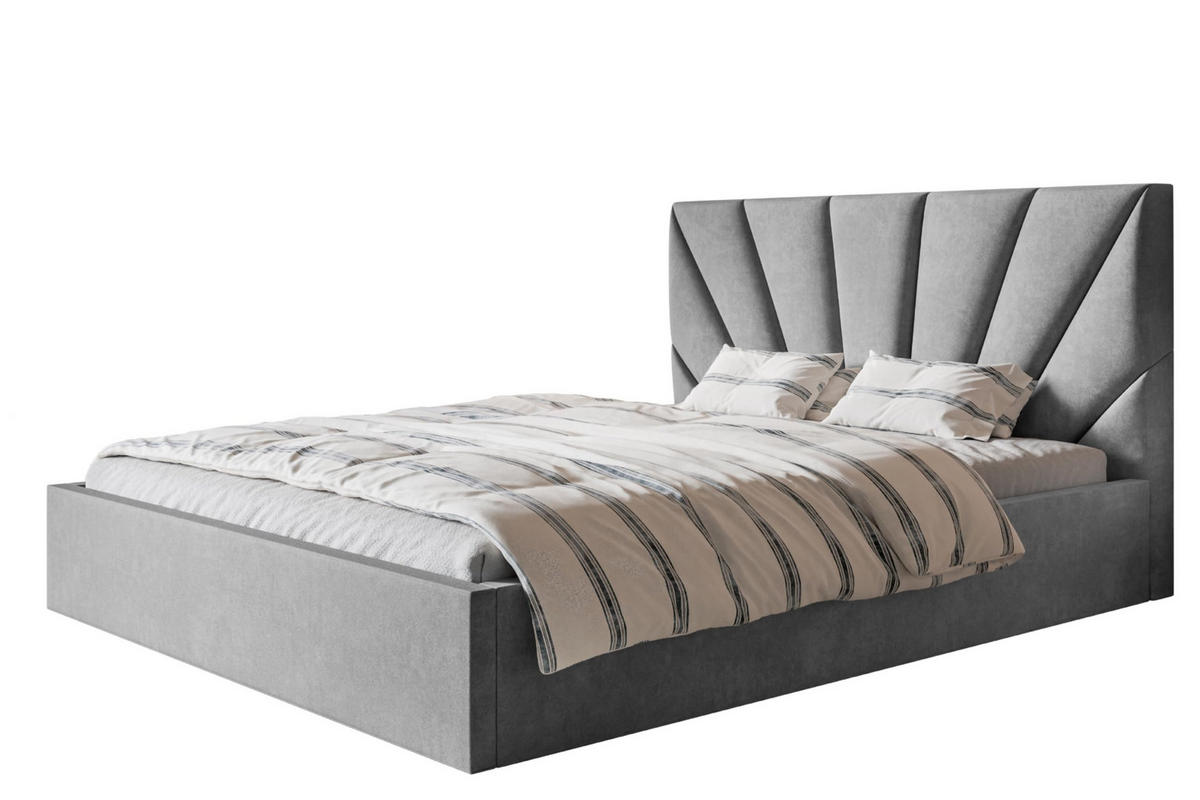 BETT 90x200 - Polsterbett mit Bettkasten und Holzrahmen - Modern Betten - Weicher Jasminstoff - Kollektion Denver, grau - Grau, Holz/Textil (90/200cm) - Alpi-Möbel