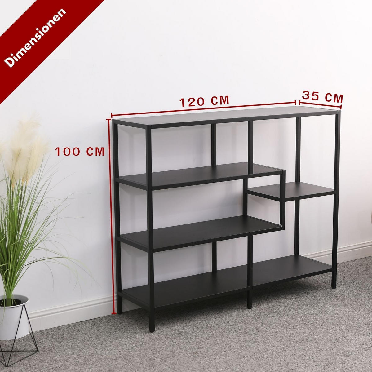 REGAL CHICAGO M Metall Schwarz 120/35/100 cm - Schwarz, Metall (35/100/120cm) - Coemo