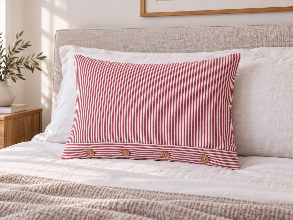 DEKOKISSEN Rot 40/60 cm Aalita - Rot/Weiß, Textil (40/60/12cm) - Beliani