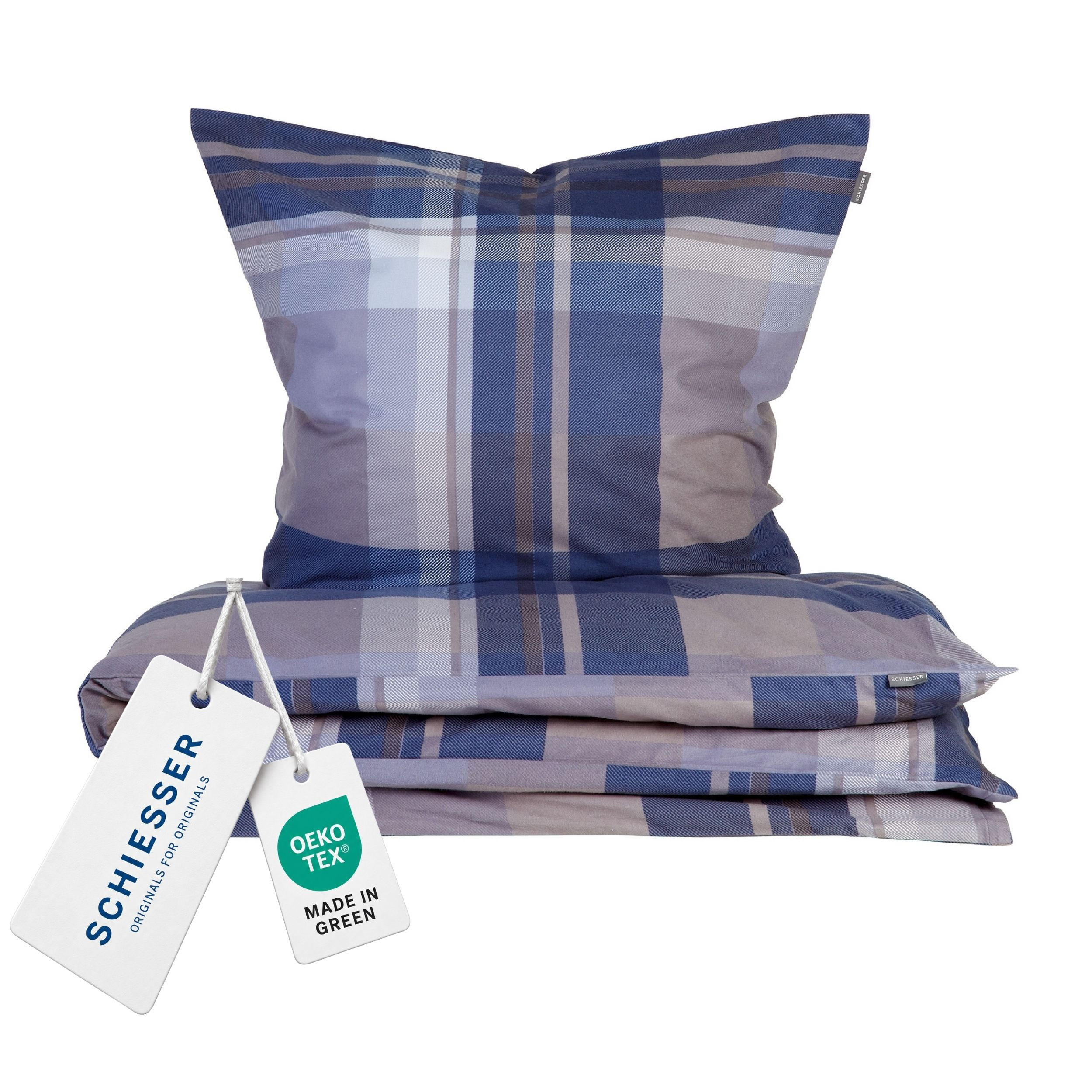 BETTWÄSCHESET Todd - Feinbiber - 2-teilig - 135x200 cm - Braun-Blau - Blau, Textil (135/200cm) - SCHIESSER