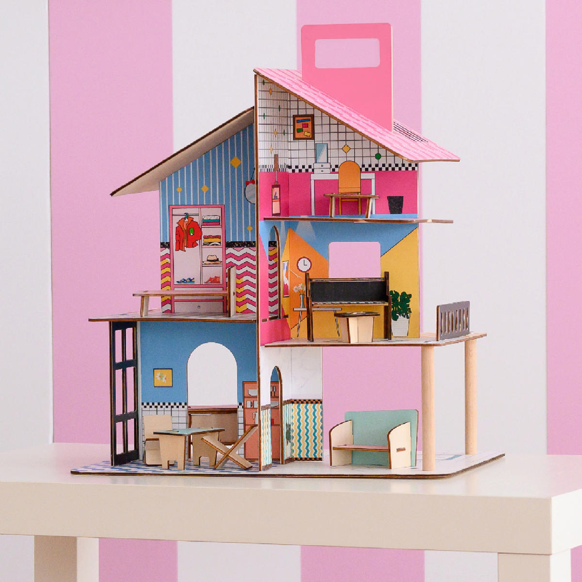PUPPENHAUS Kinder Aus Holz, Mehrfarben, 42cm - Multicolor, Holz (37.5/41.9/25.4cm) - Teamson Kids